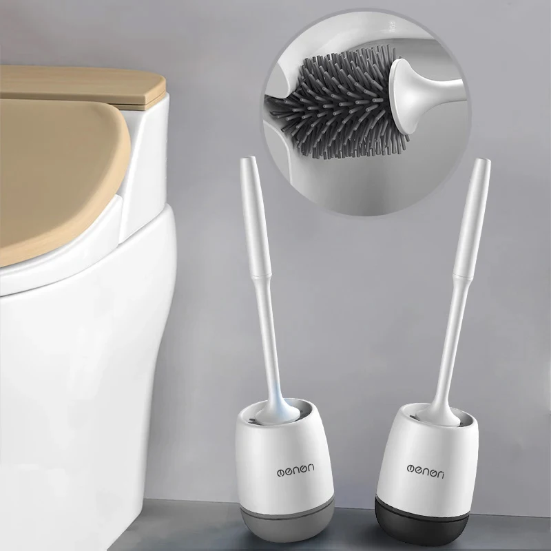 MENGNI Silicone Toilet Brush with Holder 2
