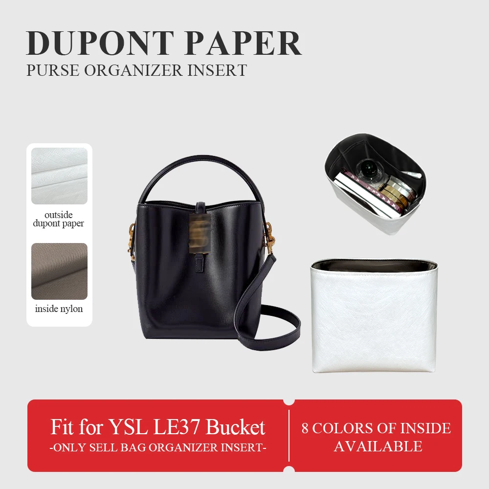 

Dupont Paper Purse Organizer Insert Fit for YSL LE37, Bucket Lightweight Inside Purse Storage Bag Makeup Inner Liner Organizer