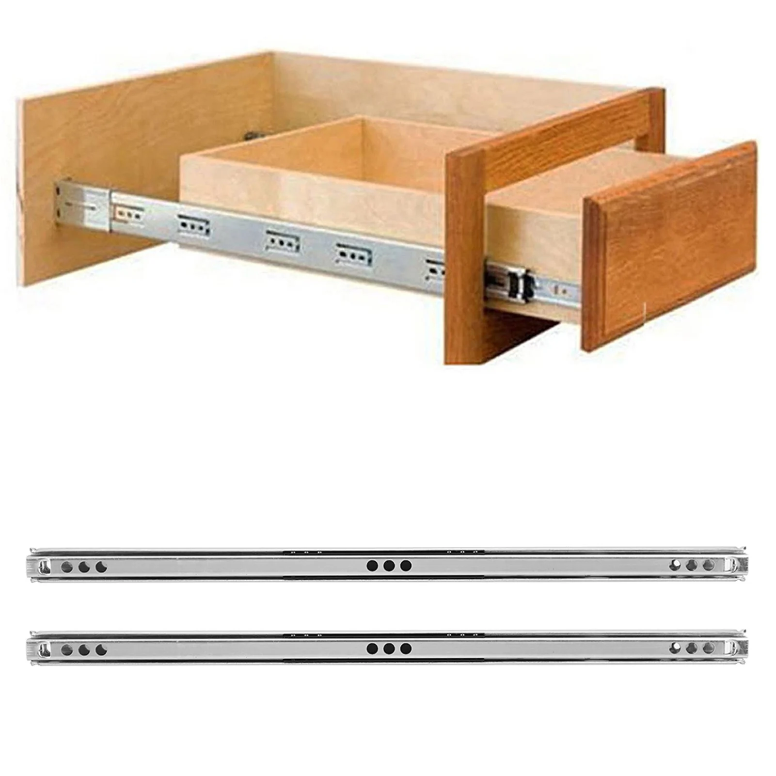 342 x 17 mm kaltgewalzte Schubladenschiene aus Stahl, Kugellagerrutsche für Schrank, Sideboard, Schubladenschiene, Schubladenführen