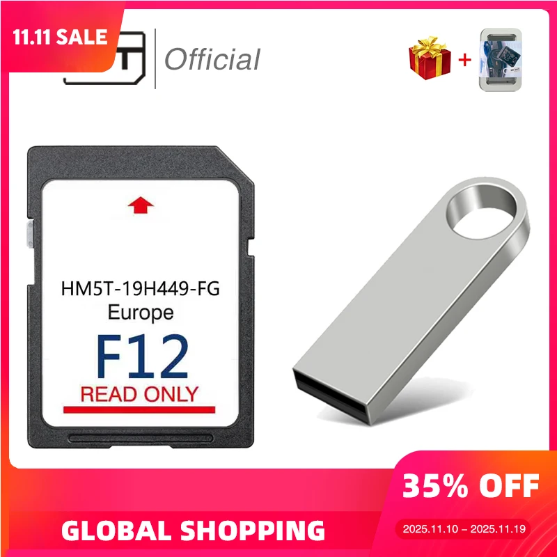 

2024 Update HM5T-19H449-FG Newest F12 Sync2 Navigation SD Card Sat Nav Map UK Europe for Ford Edge/S-Max/Focus
