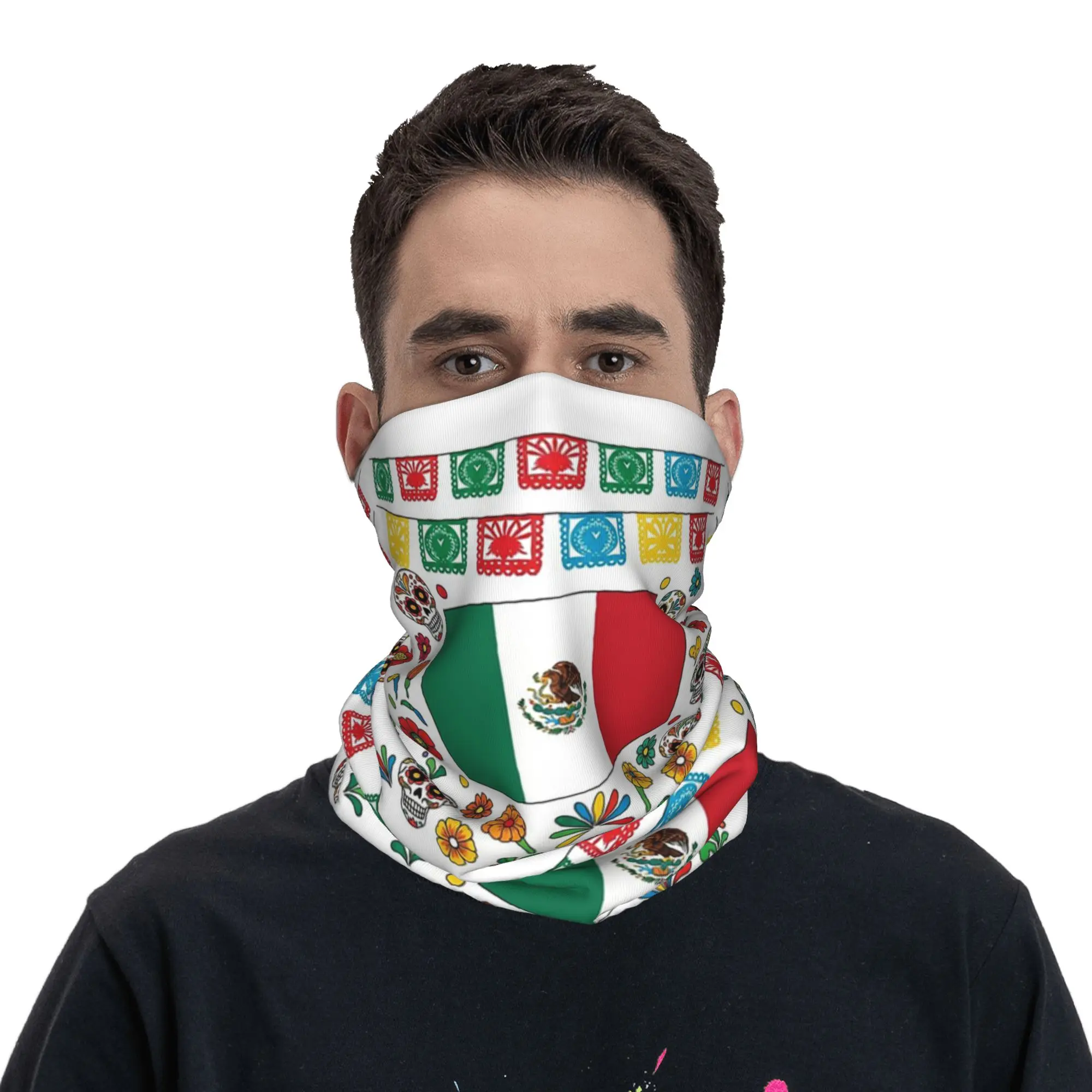 Mexican Flag A Symbol of History and Hope Bandana Neck Gaiter Printed Wrap Scarf Headwear Hiking Fishing for Men Women Washable