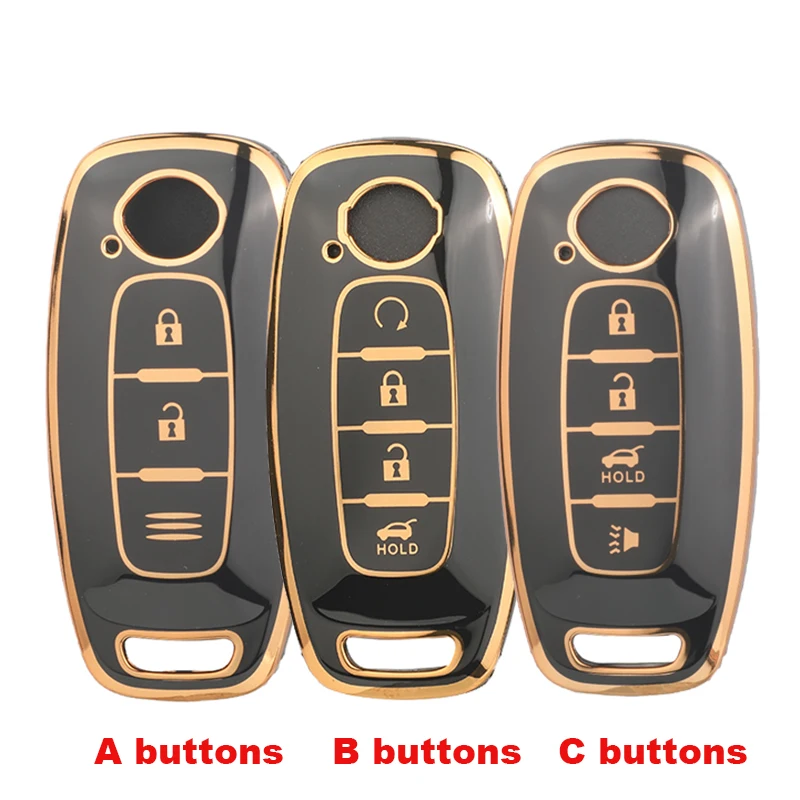 

jingyuqin Remote Arrival TPU Car Key Shell Case Fob For Nissan X-Trail Pathfinder 2023 2BTN Smart Key