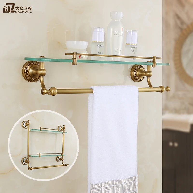 

All copper antique European toilet wash station equipped with cosmetics shelf storage rack