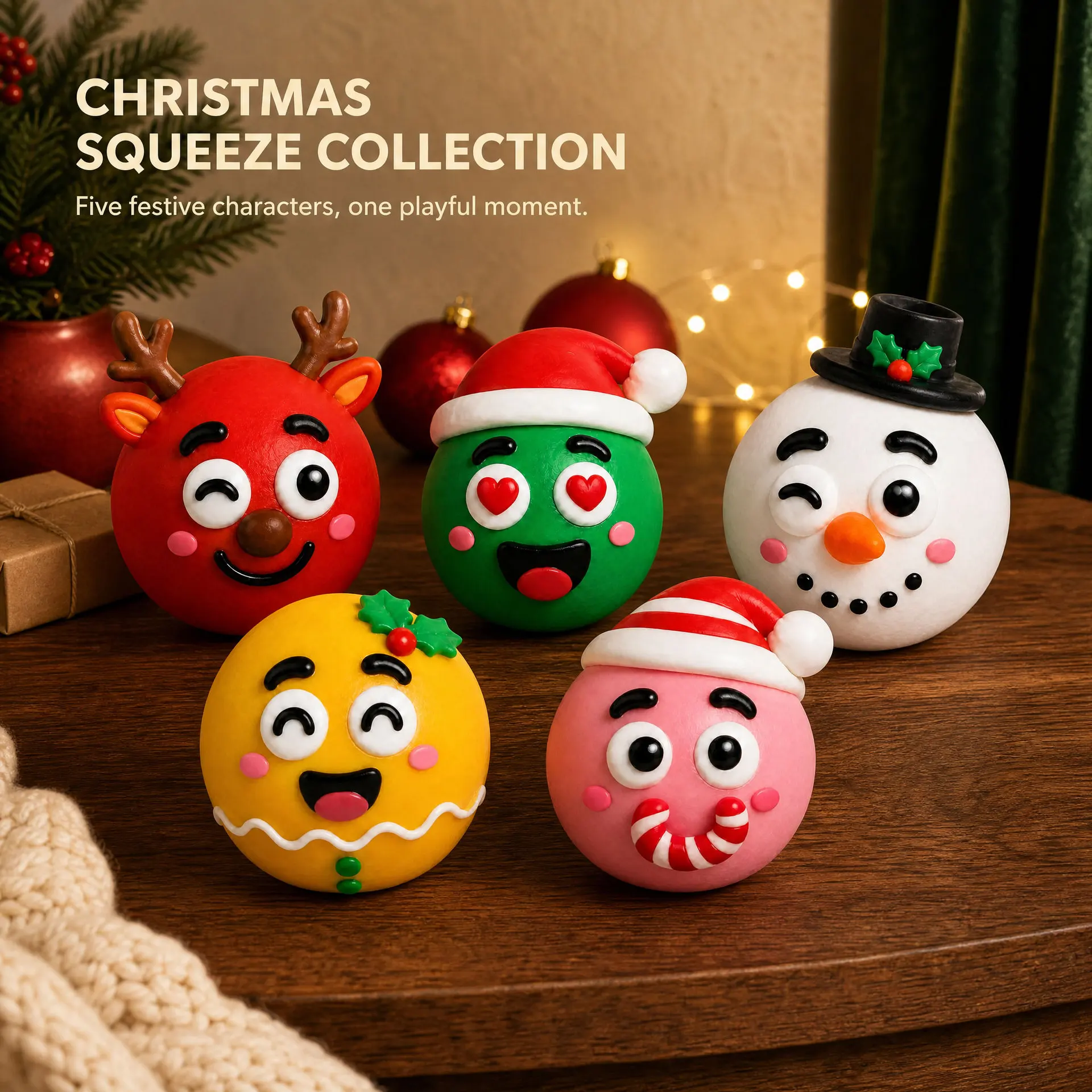 Christmas DIY Face Swap Squishy Toy Squeeze Toys Stress Relief Relaxing Elk Santa Claus Funny Face Changing Party New Year Gift