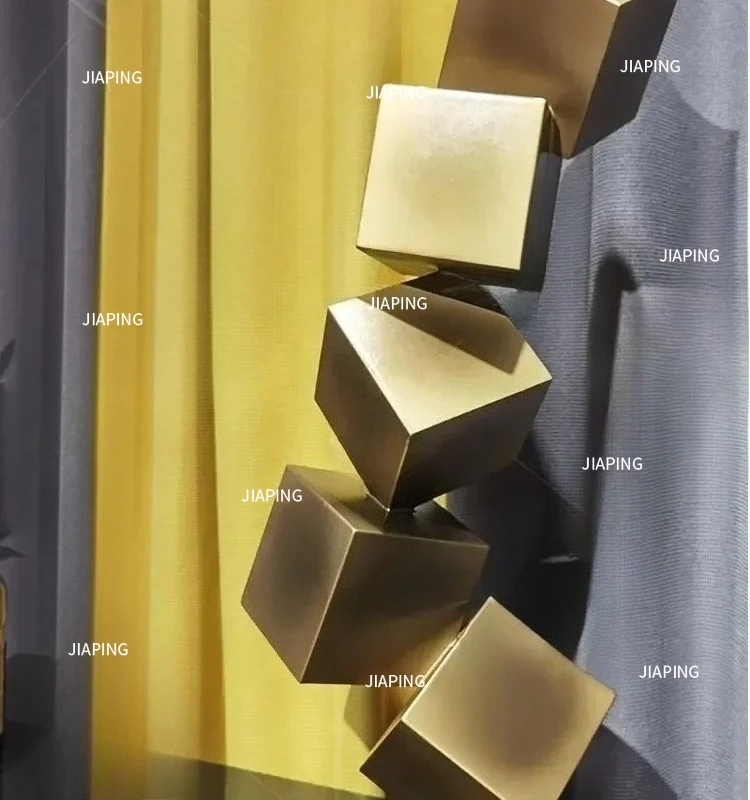 Odpowiednie do lobby hotelowego, duże rzeźby podłogowe, dzieła sztuki, abstrakcyjne żelazne kwadratowe metalowe ozdoby do salonu, dekoracje do przedpokoju.