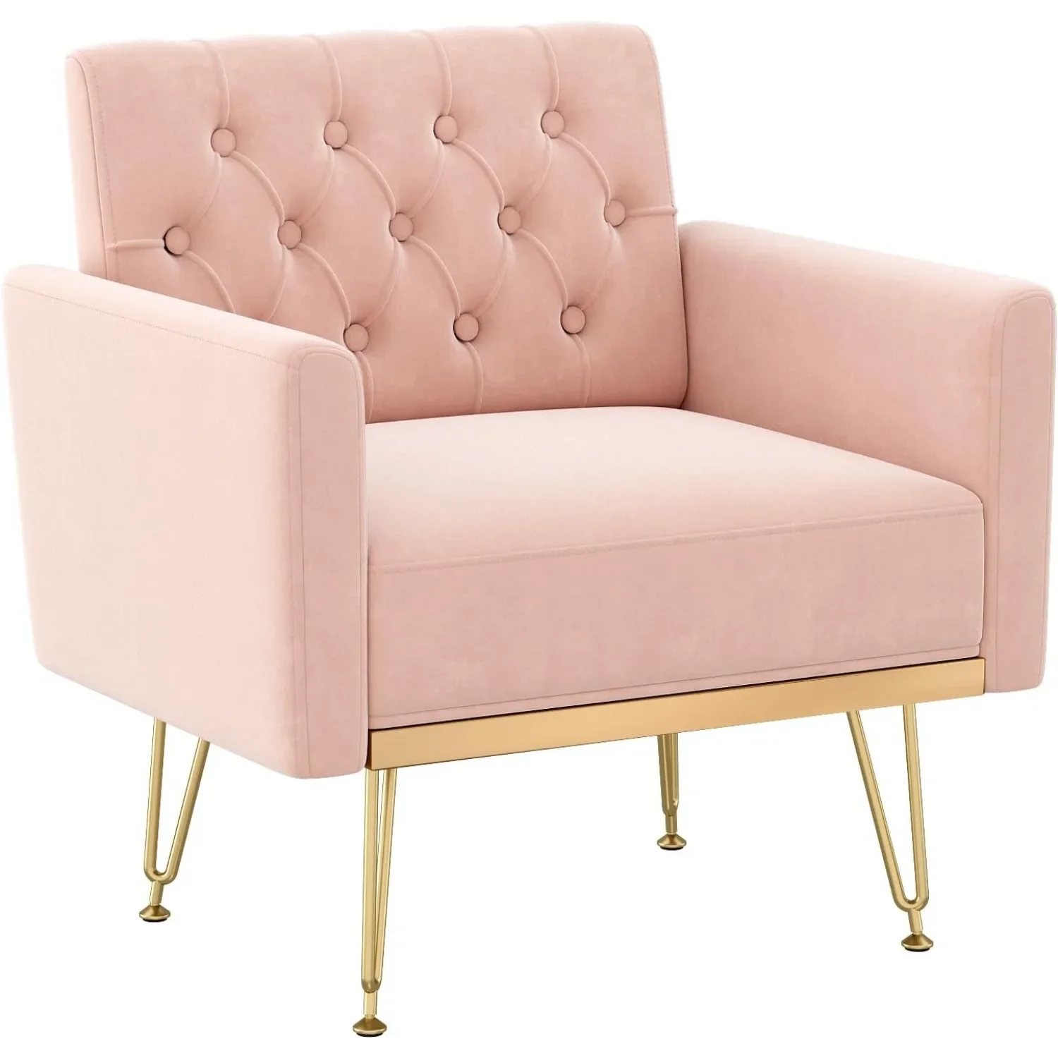 Accent Chair with Arm for Living Room, Velvet Modern Armchair, Pink