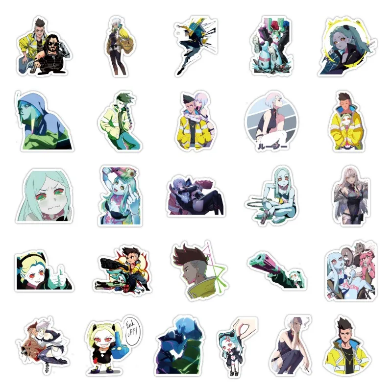 50pcs Cyberpunk: Edgerunners Anime Stickers Suitcase Water Cup Stationery Mobile Phone Laptop Refrigerator Decoration Stickers