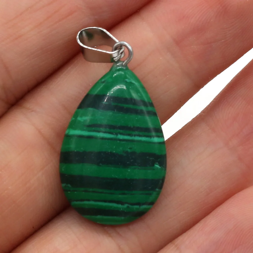 1pc Natural Drop Shape Stone Pendant Crystal Rose Quartz Agate Yellow Jade Opal Malachite Charms for Jewelry Making DIY Decor