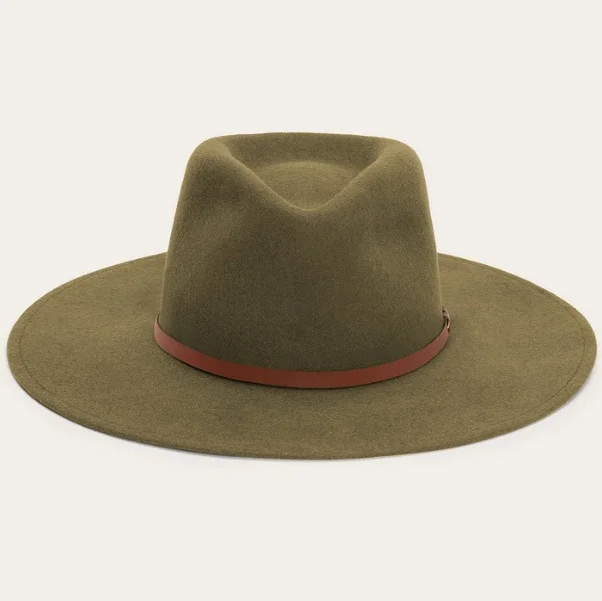 

2026 100% wool, hot sale men's and women's autumn and winter woolen hats gentleman hats flat-brimmed woolen felt hats wide-brim