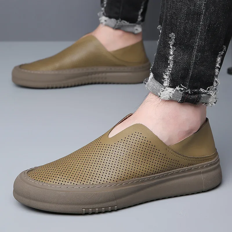 

2025 Men's summer hollowed-out comfortable business leisure sandals one-pedal breathable Korean soft-soled non-slip hole shoes