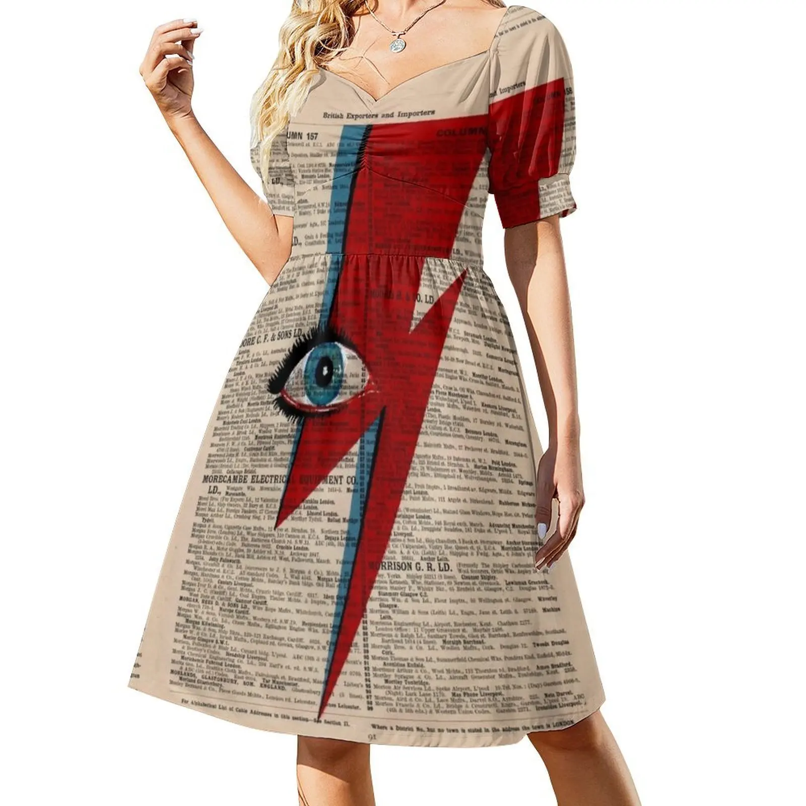 عيون البرق زيغي باوي البرق نمط Preppy فستان قصير للنساء ألف خط فضفاض صالح فستان يوم غير رسمي عيون زيغي البرق