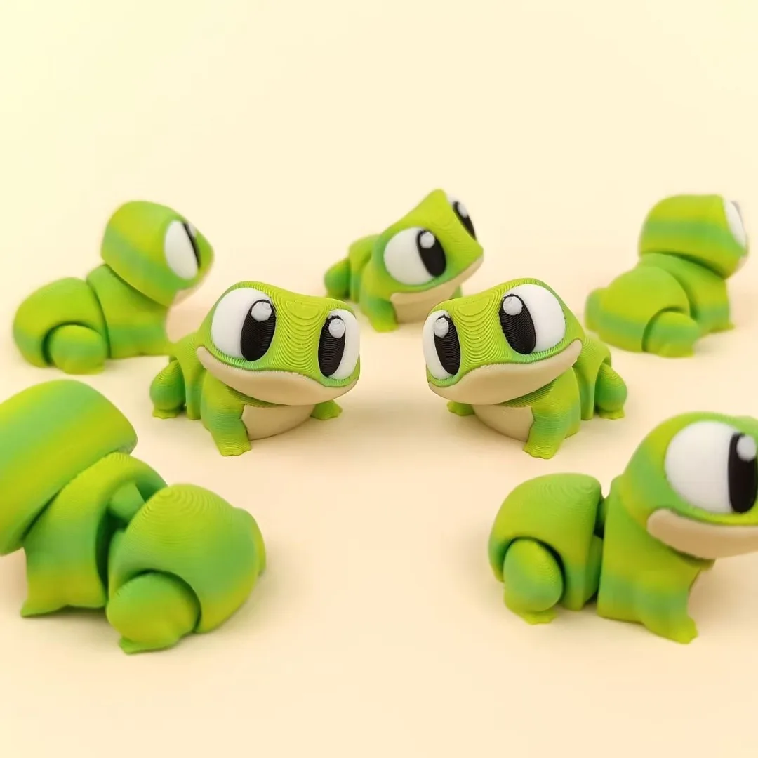 3D Printing Cute Big-eyed Frog Figure Toy Joints Movable Realistic Little Frog Animal Desktop Ornaments Toys for Children Gifts