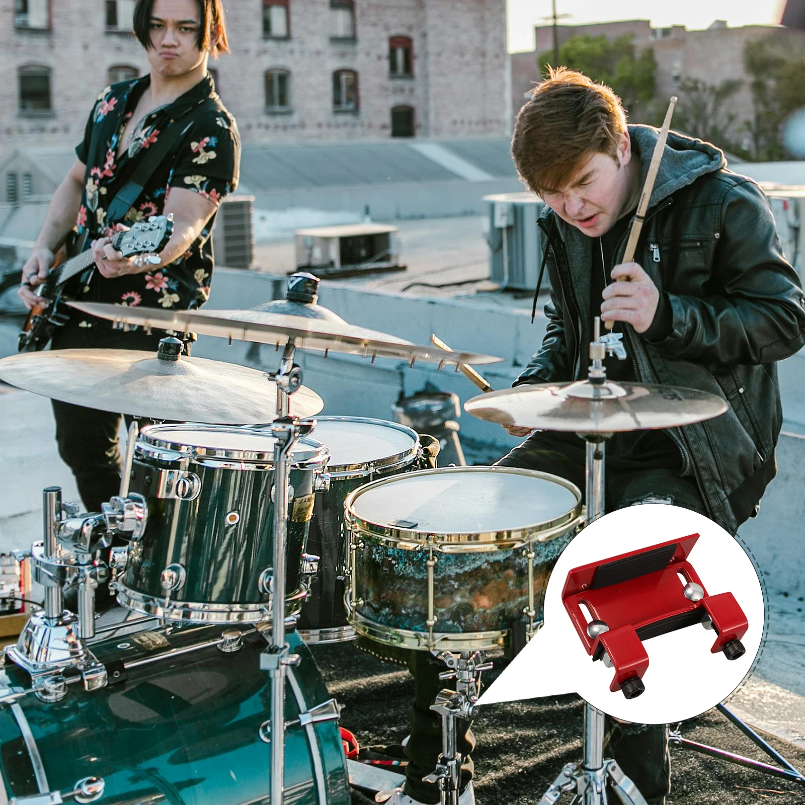 

1Pc Professional Bass Drum Lifter Red Platform Metal Drum Riser Adjustable Accessory