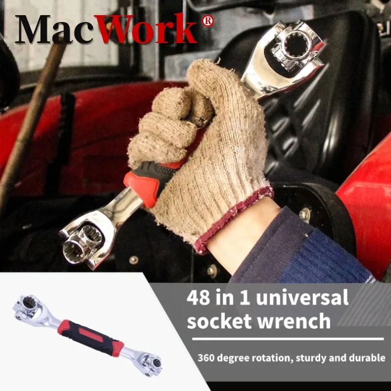 48 in 1 Universal Wrench with 360 Degree Rotation Multifunctional Hexagonal Socket for Car Repair Combination Spanner Hand Tools