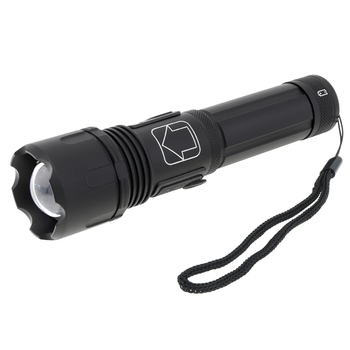 SecurityIng Powerful Hunting Flashlight Zoomable P50 LED Tactical Flashlight Lamp USB Rechargeable 5 Modes Outdoor Torch Light