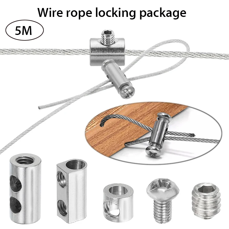 5 M Größe Einstellbare Draht Seil Einzel/Doppel Loch Schnallen Klemme 304 Draht Seil Für DIY Lampe Hängen klemme Gewinde Lock Klemme – Detail 1