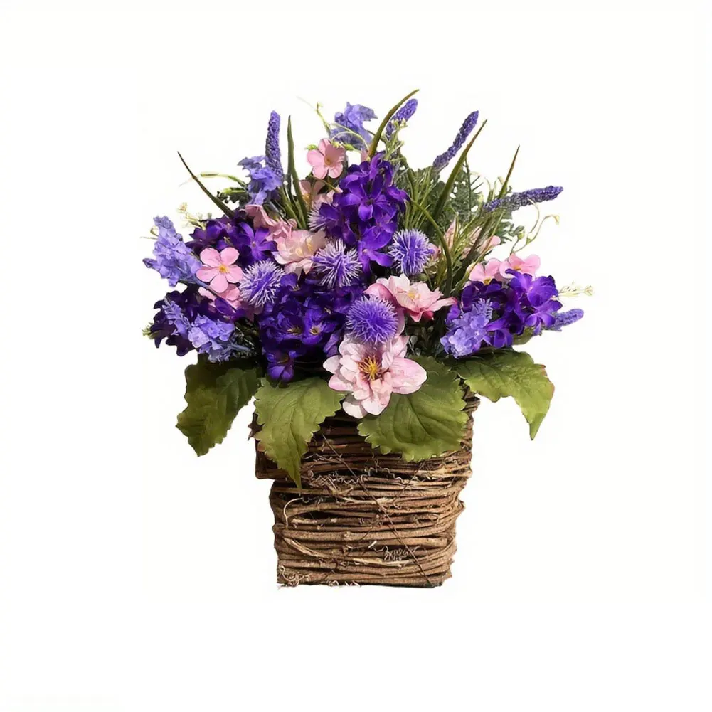Wildflower Wall Decor Door Hanger Wreath Spring And Summer Hydrangea Blooms Artificial Wildflowers Plastic Material