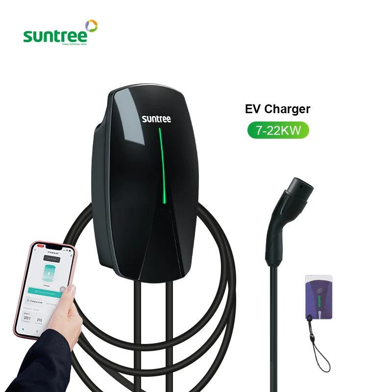 

7.4KW Residential Wallbox EV Charger Station EV Charging Stations Credit Card with Type 2 Plug App/4G/WIFI charger
