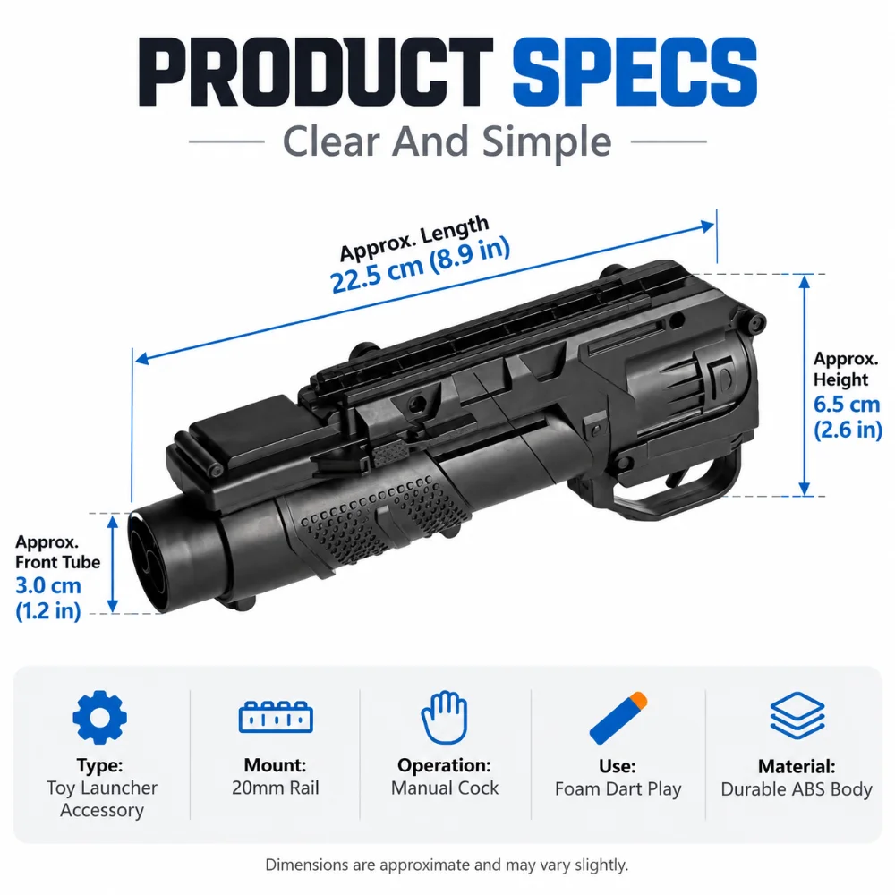 Black Hobby Model Foam Bullet Launcher Attachment Fit Standard 20mm Rail Manual Cock Operation Toy Parts