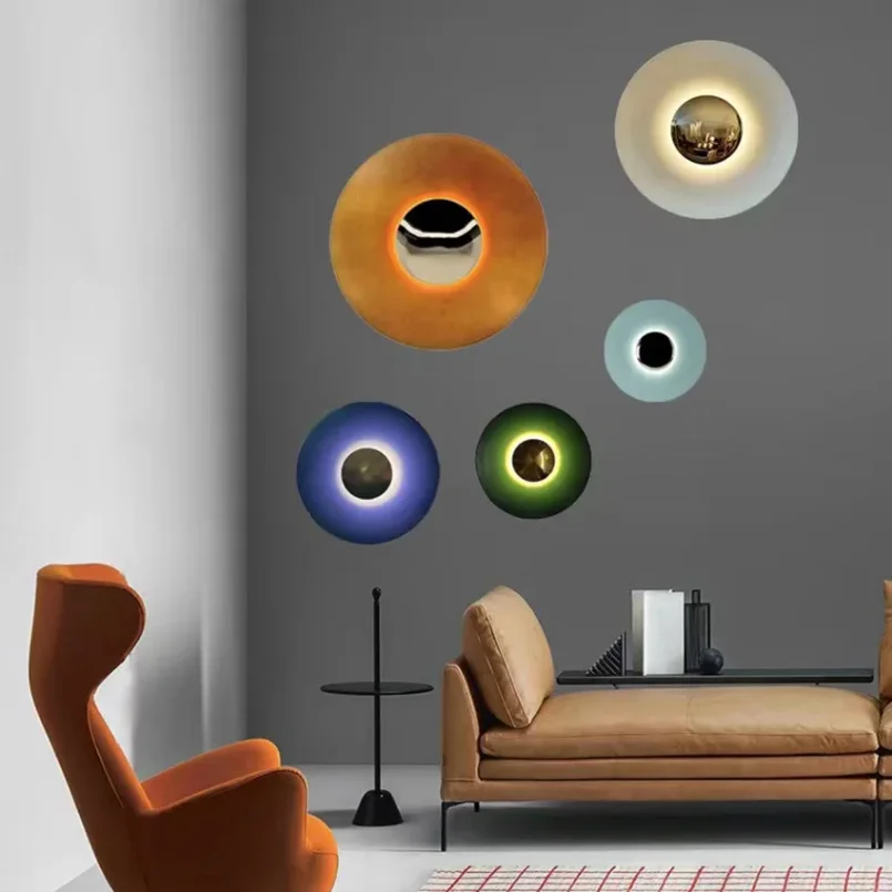 Imagem -06 - Nordic Round Led Wall Mounted Lamp Corredor Aisel Quarto Fundo Sconce Light Luminárias Circle Decoração para Casa