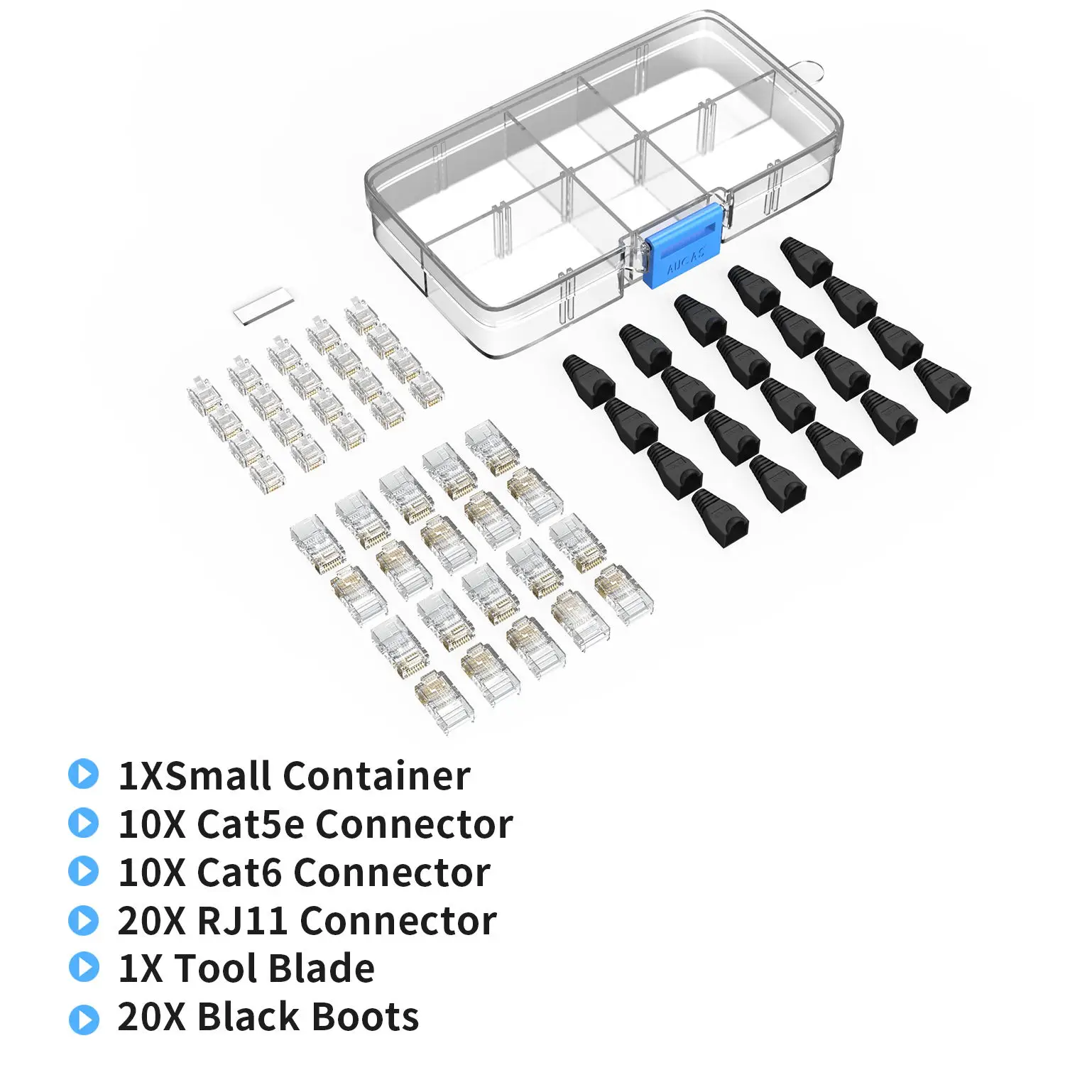 Imagem -04 - Aucas Rede Cabo Tools Grupo Crimper Conectores Stripper Cabos Kits de Corte 8p8c 6p6c