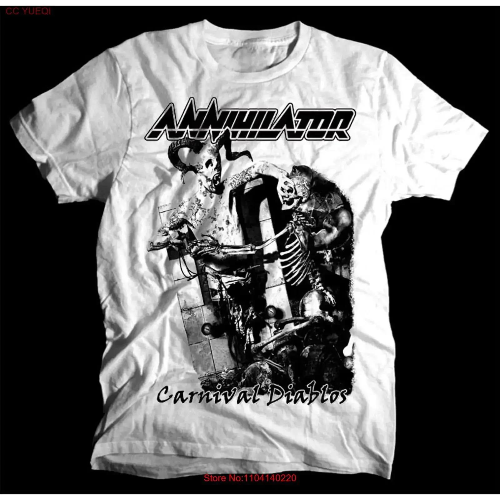 VTG Annihilator Band Carnival Diablos Cotton White S 5XL T Shirt  vintage Washed Casual Versatile designer clothes Stretched