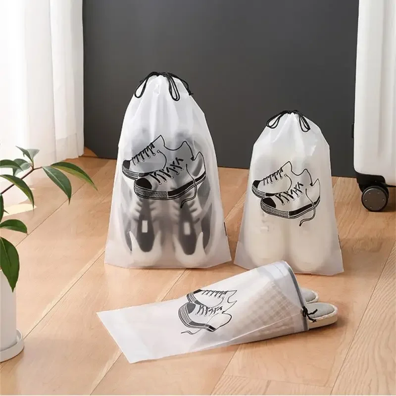 Travel Storage Bag Environmental Waterproof Transparent Film Home Storage Bag Drawstring Bag Toiletries Pocket Shoe B