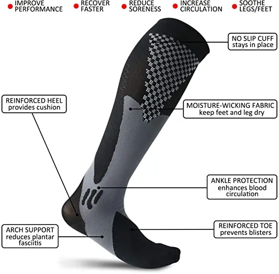 2/3/4 Pairs Running Men Compression Socks Fit Varicose Veins Football Soccer Stockings 30 Mmhg Atheletic Men Women Sports Socks