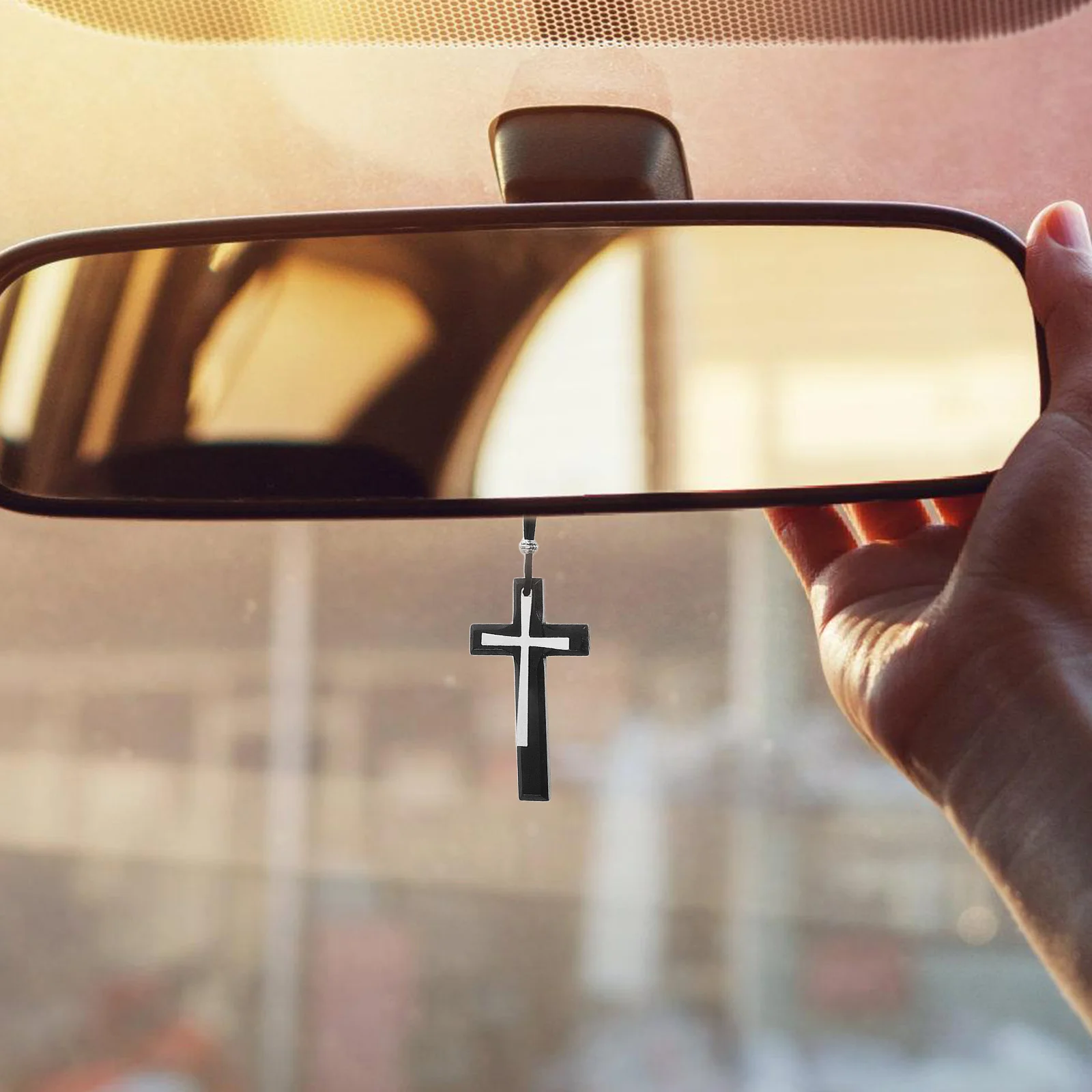 

Vintage Style Mirror Hanger Elegant Double Layer Design Personal Taste Enhancement Rear View Mirror Handmade Car Decor