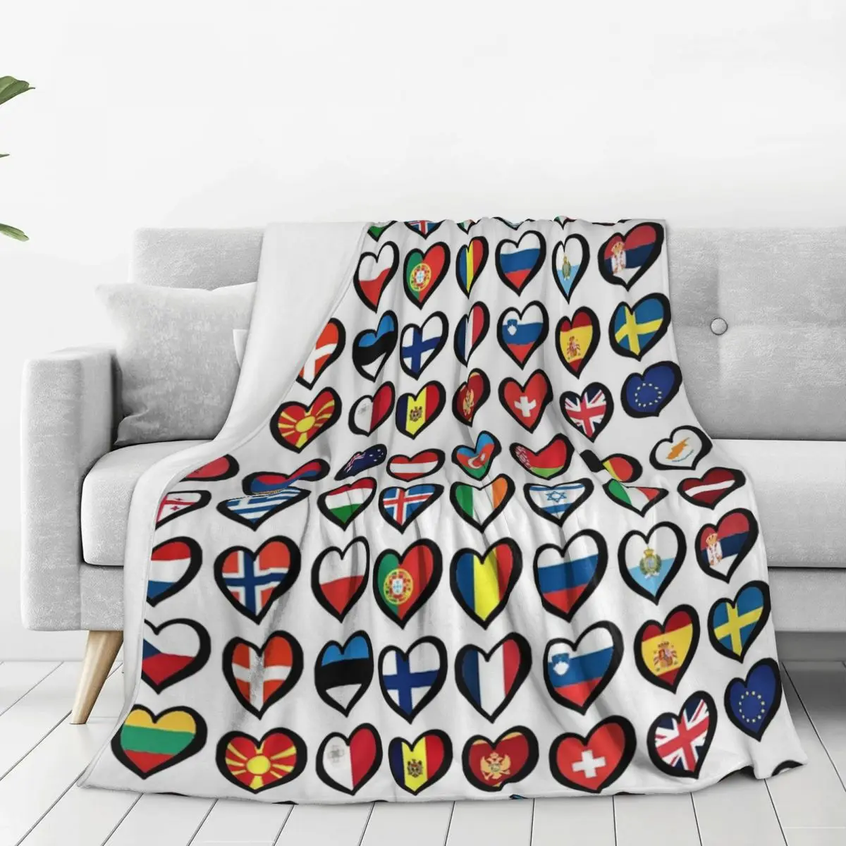 Eurovision Song Contest Flags Hearts ESC EBU Eurofans Blankets Fleece Breathable Throw Blankets Sofa For Couch Throws Bedspread