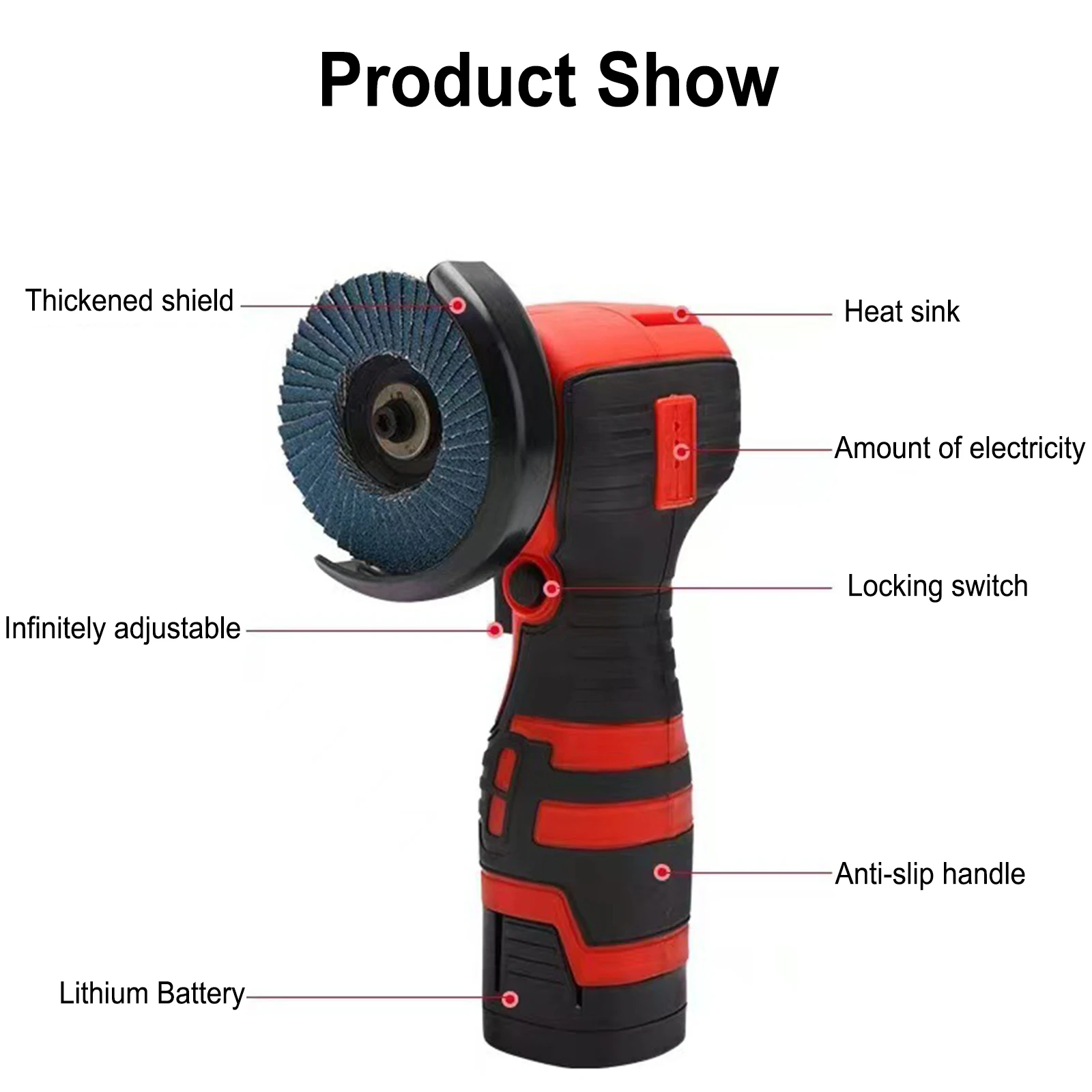 16.8V Brush Angle Grinder 19500RPM Electric Polisher Wireless Mini Polisher Handheld Small Electric Angle Grinder Diamond Cuttin