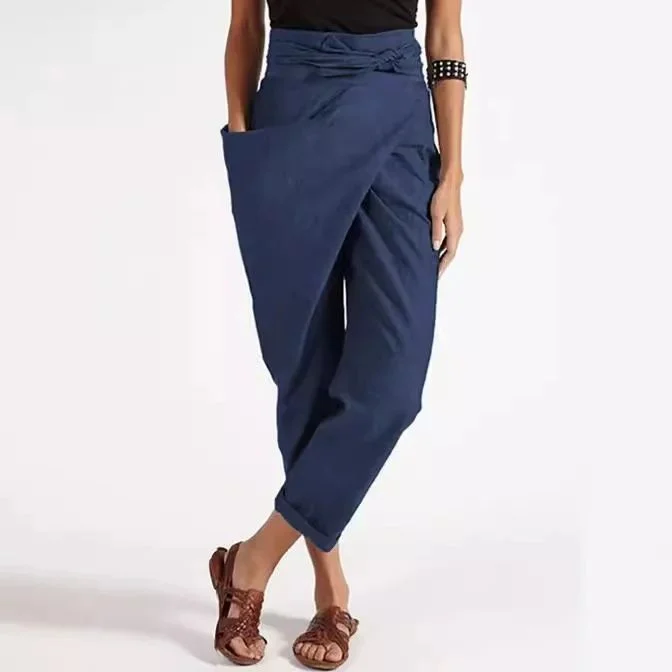 

Women's Irregular Lace up Cropped Casual Pants Autumn Faion Ladies' Pants without Brand Registration Mark 2025 Fall Season