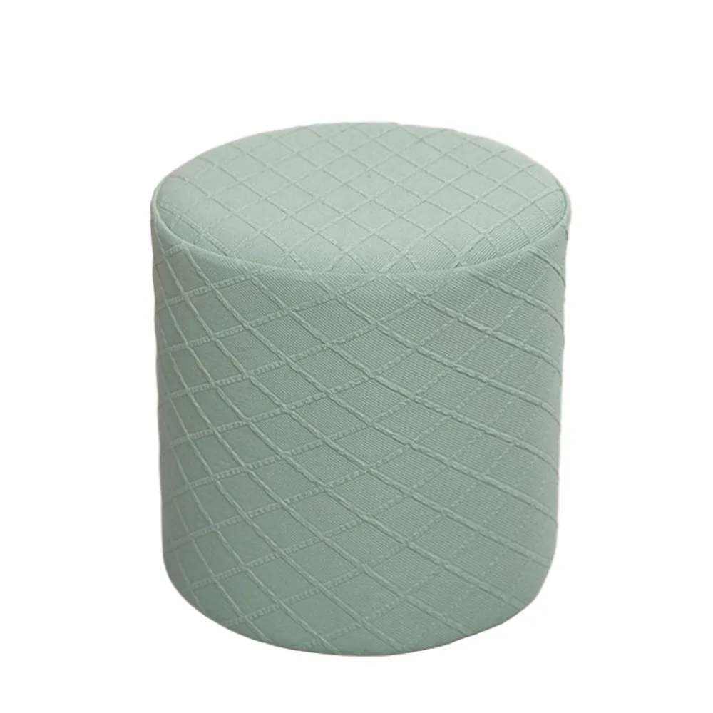 

Durable Solid Color Jacquard Ottoman Cover Round Elastic Square Stool Cover Soft Footrest Slipcover Living Room