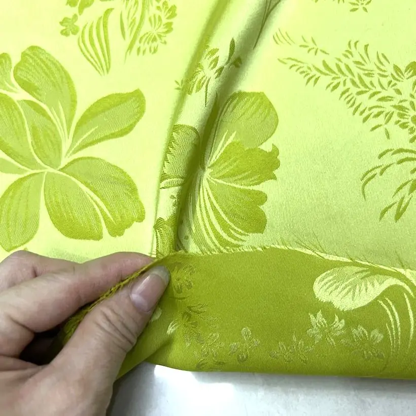 Neon Green Embossed Jacquard Fabric Brocade Design Sewing Material Sofa Cheongsam Dress Garment Fabric 150cm Sold By Half Meter view 6
