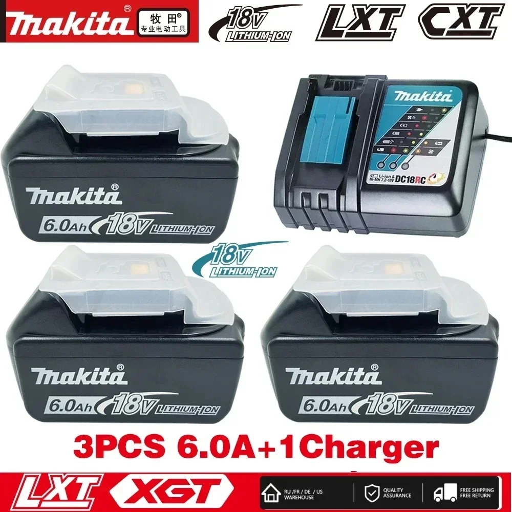 

Genuine for Makita 18V Battery 6Ah BL1850B Li-ion Replacement Battery BL1850 BL1860B BL1860 BL1840B BL1830B BL1830 LXT-400 RU