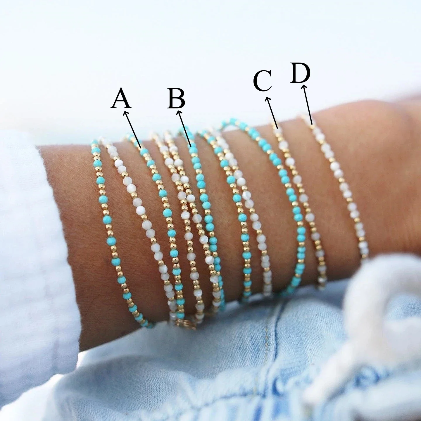 CCGOOD Boho Beach Bracelets for Women Summer Natural Stone Bead Jewelry Stackable Gift Surf Pulseras
