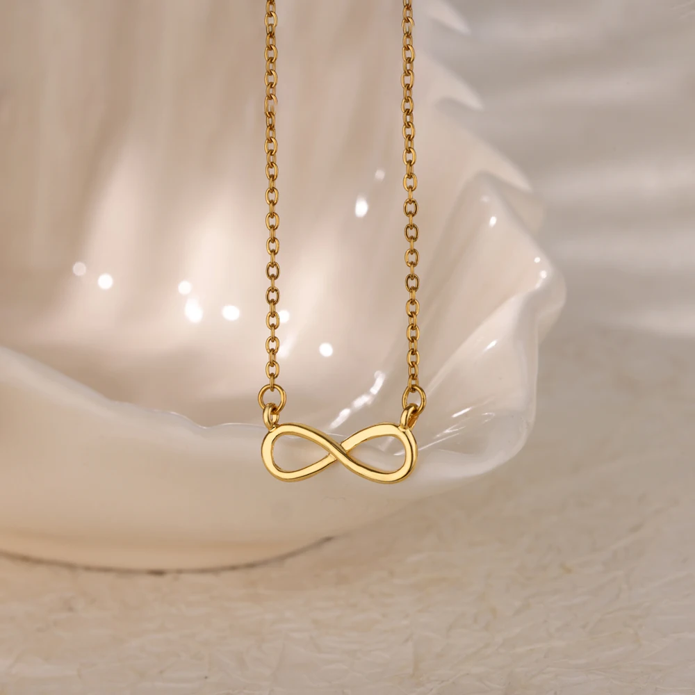 Minimalist Boho Charm Infinity Pendant Choker Necklace for Women Stainless Steel Couple Wedding Eternal Symbol Jewelry Gifts