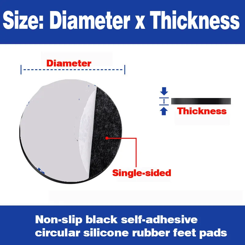（2026.10.19）50pcs Black Silicone Pad Self Adhesive Round Vibration Damping Non-Slip Washer 5–30mm