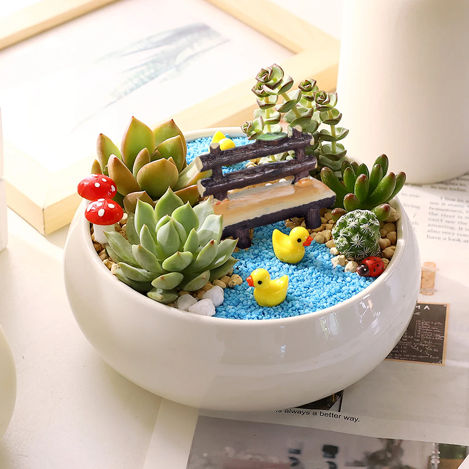

Stylish Resin Mini Bench Durable Odorless Plant Decor For Bonsai Micro Landscape Miniature Accessories Ornament Furniture Garden