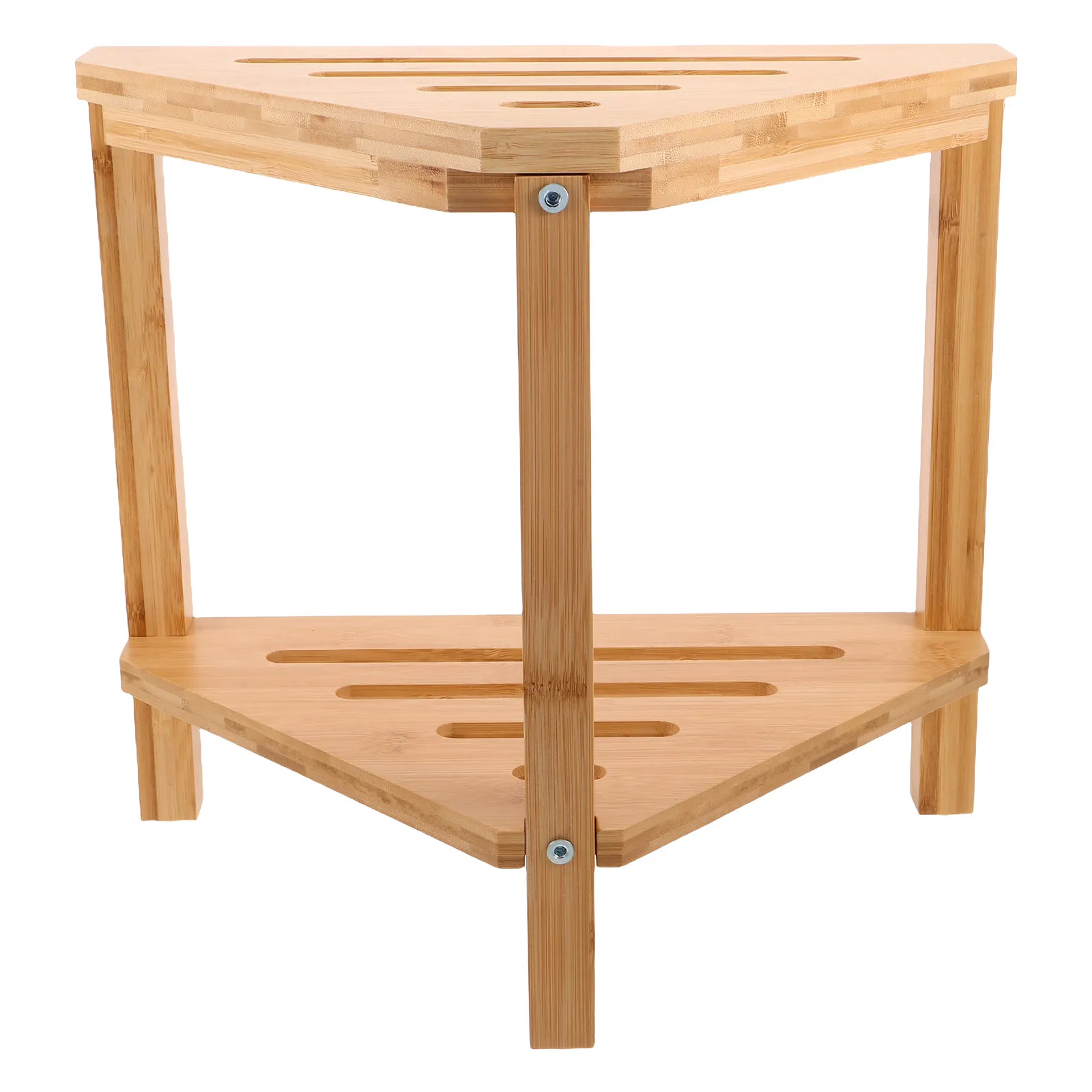 Bamboo Corner Shower Stool 2-Tier Waterproof Bathroom Footrest Shaving Leg Storage Shelf Shower Bench Foot Stool Organizer