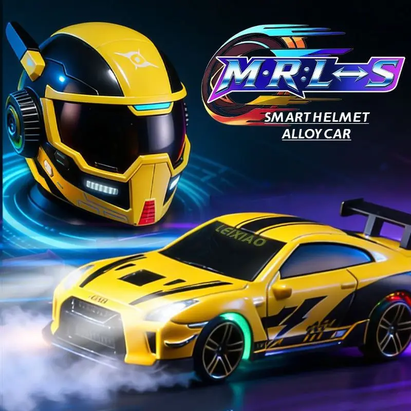 

New 4WD Light Effect RC Drift Car Alloy Rechargeable Vehicle with Helmet Remote High Speed Racing Toy for Teen Hobby Fans