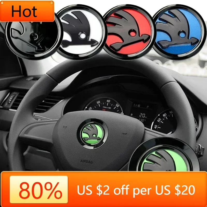 

Наклейка на автомобиль Skoda 2025, новая автомобильная наклейка на руль, черная эмблема для Skoda Superb RS Fabia Kodiaq Karoq Octavia A5 A7 Yeti Rapid D