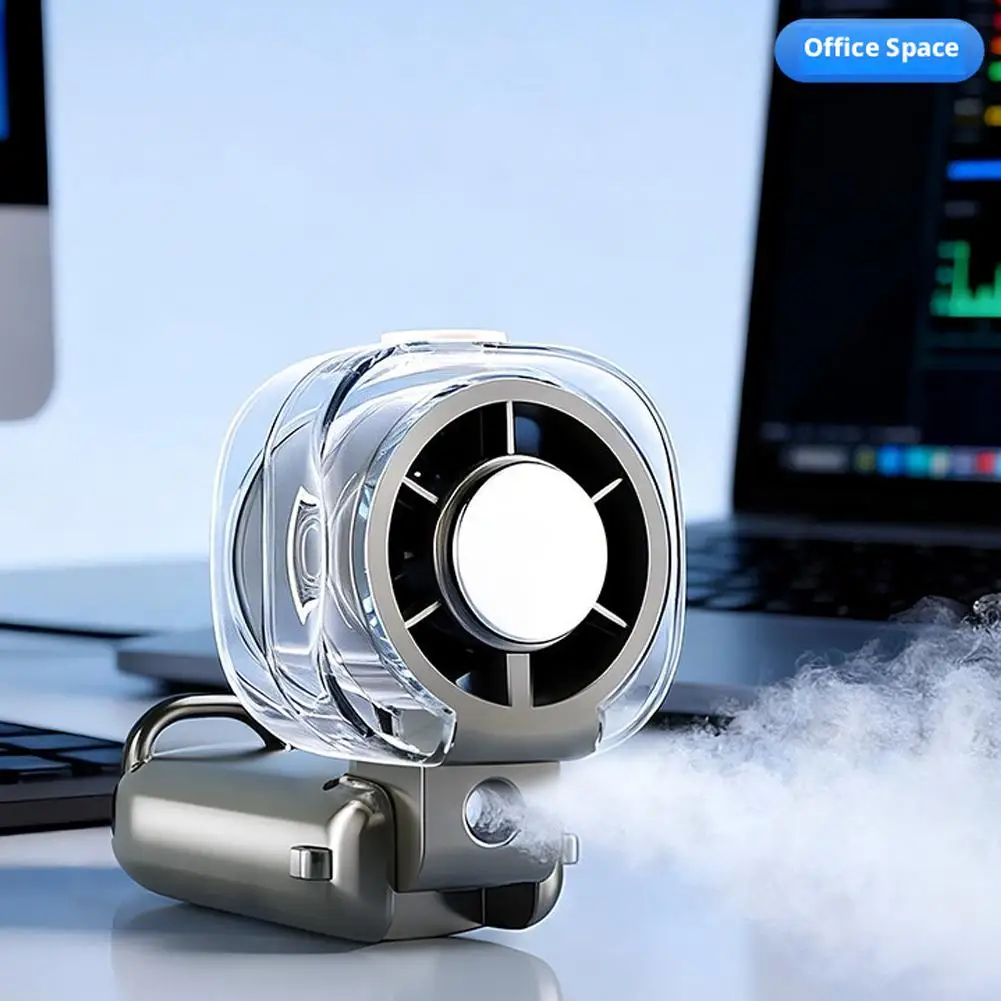 Newest Strong High Velocity Turbo Cooling Misting Fan Portable Handheld Mini USB Rechargeable Spray Fan Summer Outdoor Fan image 2