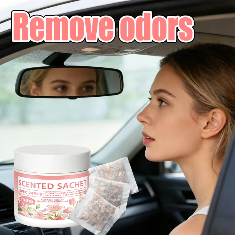IFUBO 24pcs Scented Sachets Long-Lasting Car Air Freshener for AC Vent Wardrobe Shoe Cabinet Fresh Fragrance Sachets