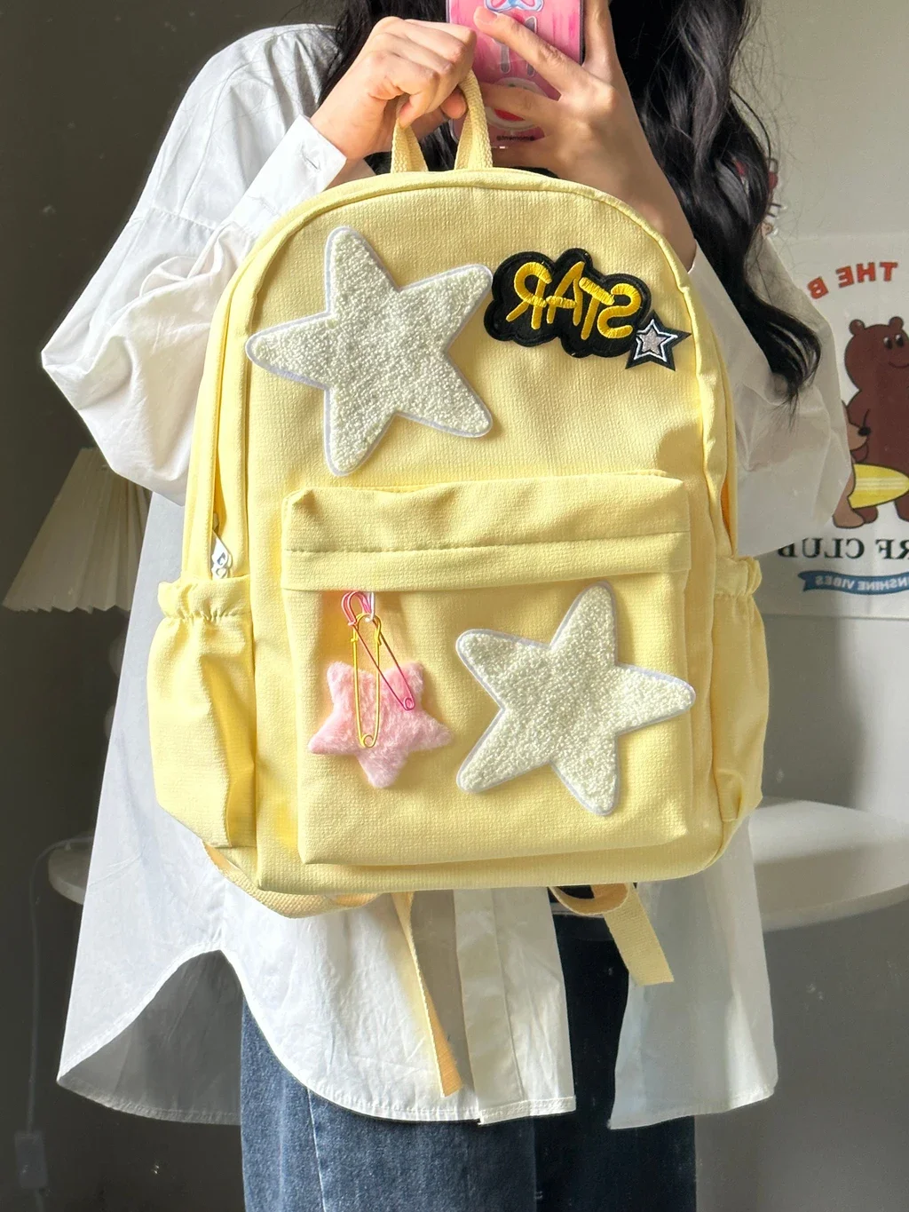 Star Backpack Niche Design Bags 2025 Autumn Korean Chic Cute Girl Schoolbag Spice Girl Chic Style Leisure Students Backpack