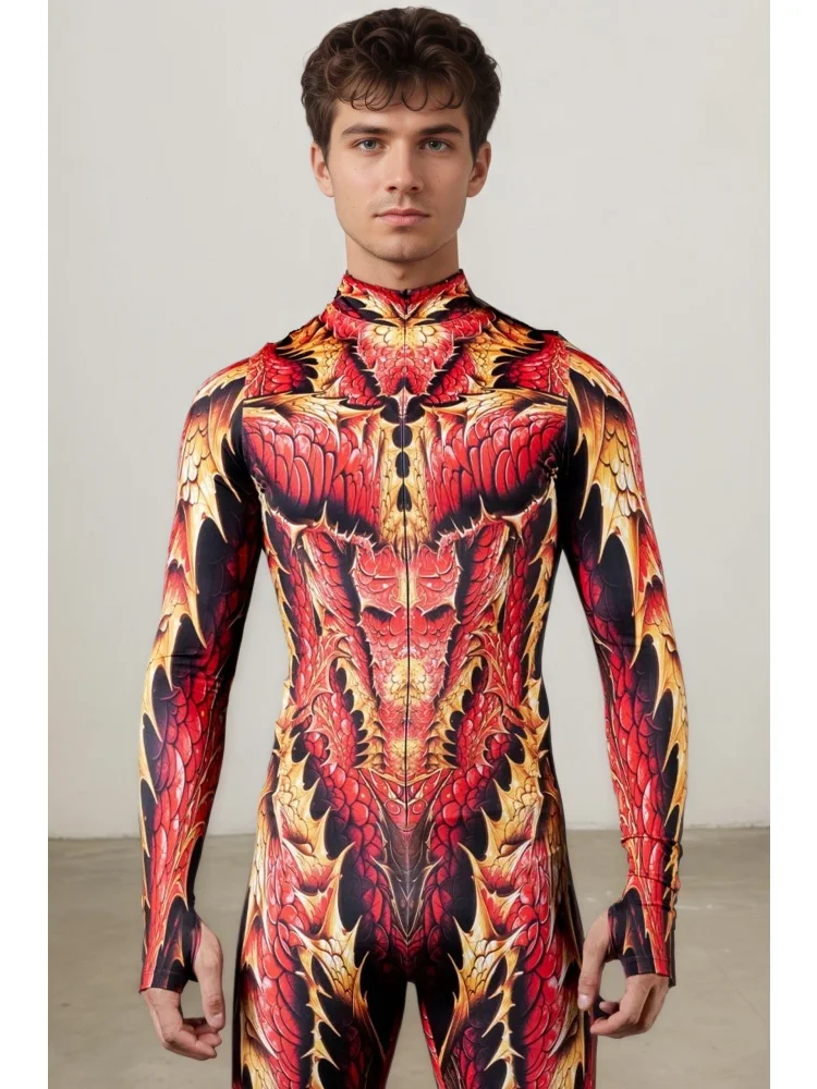 IOOTIANY Unisex Drachenschuppen-Cosplay-Bodysuit Halloween Enger Jumpsuit Cosplay-Kostüm für Paare Party Bühnenshow 2026 – Detail 4