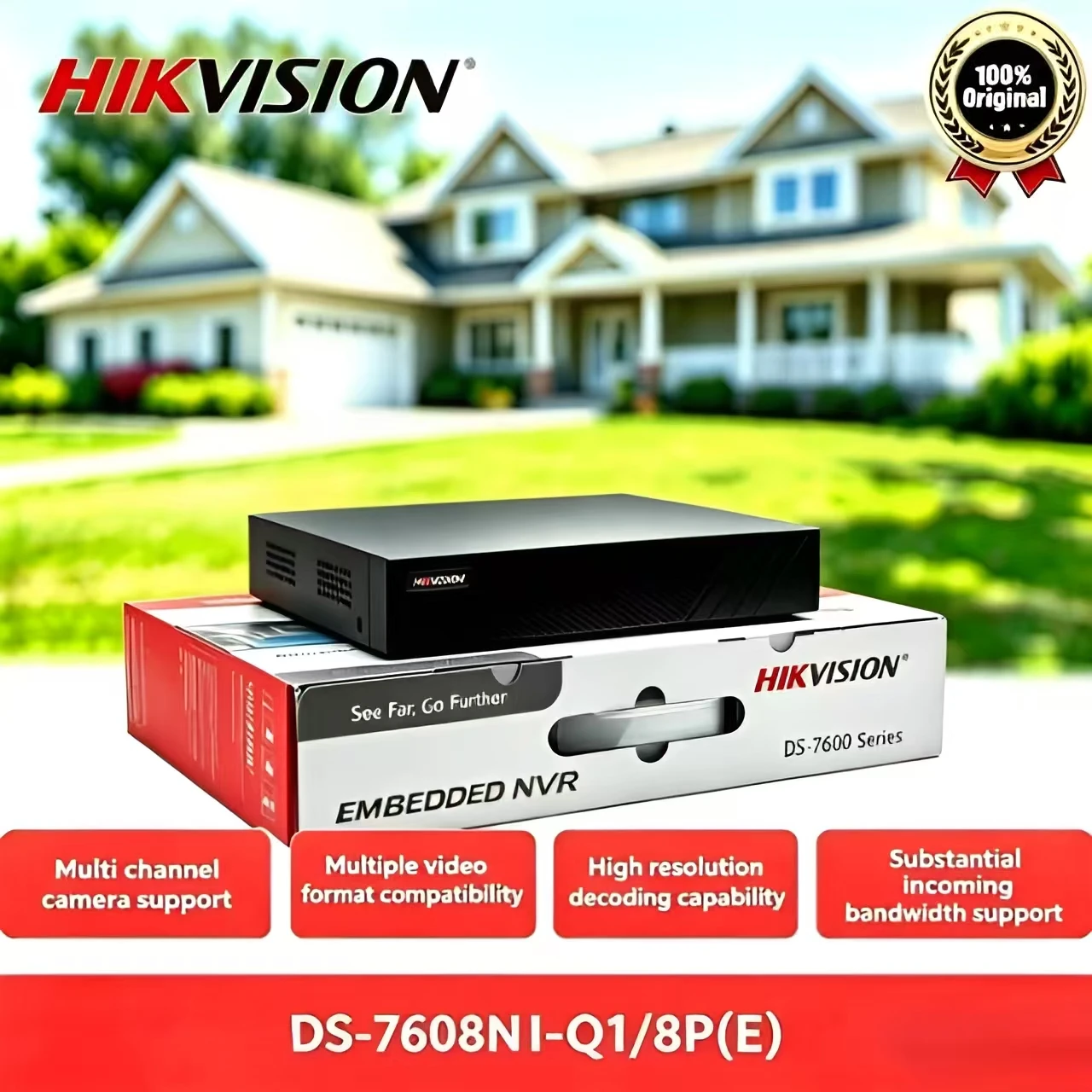 

Hikvision DS-7608NI-Q1/8P(E) 8-канальный сетевой видеорегистратор серии Q 1U PoE, кодирование H.265+, входная линейка передачи данных до 80 Мбит/с, видеорегистратор 4K HD