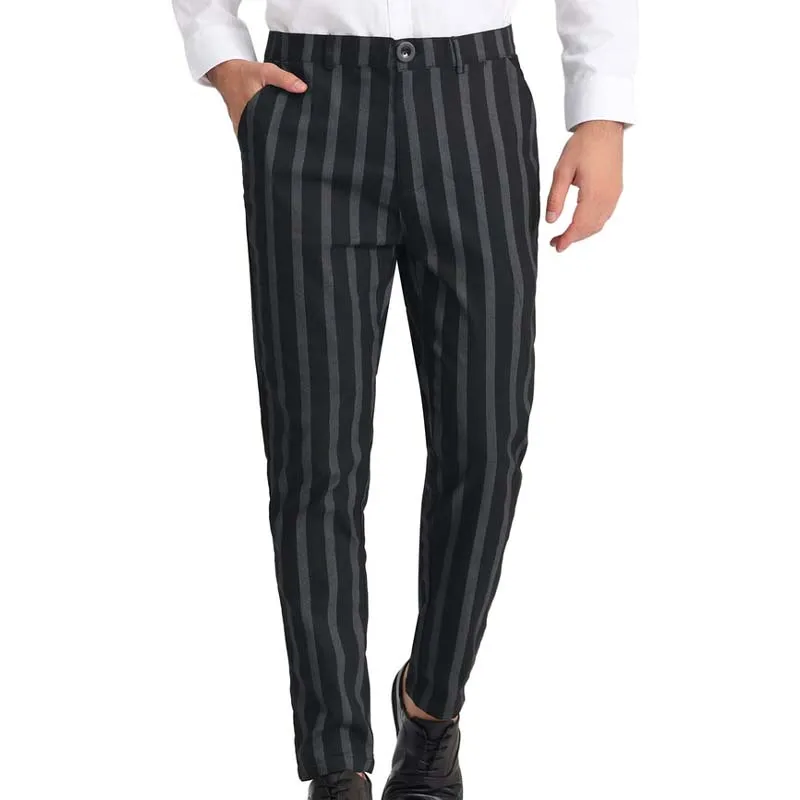 Men\'s Pants 2024 SpringNew Quality Slim Fit Striped Decoration Fashionable Casual Pants Men\'s Clothing Formal Full-Length Pants