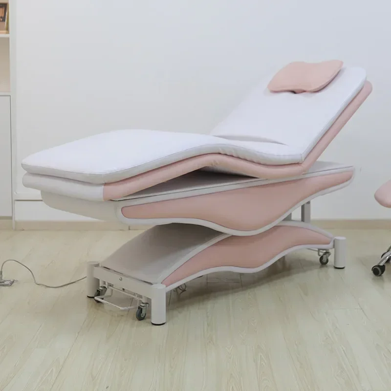 Modern Pink Massage Tattoo Bed Cosmetic High-end Lifting Electric 3 Motors Beauty Salon Bed