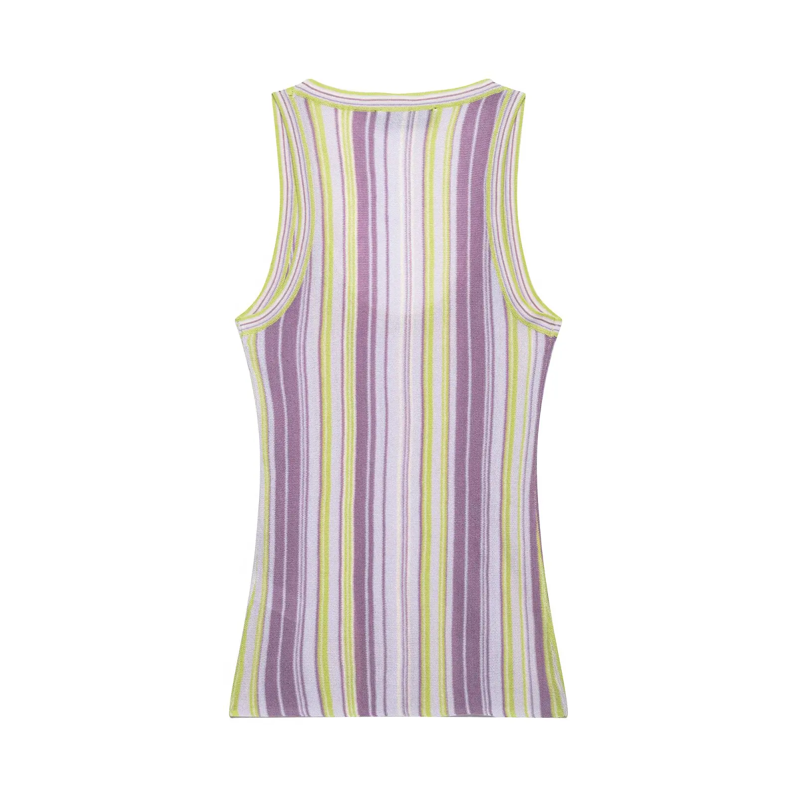 Willshela Women Fashion Striped Knitted Pullover Tank Tops Vintage Square Collar Sleeveless Female Chic Lady Vest Top